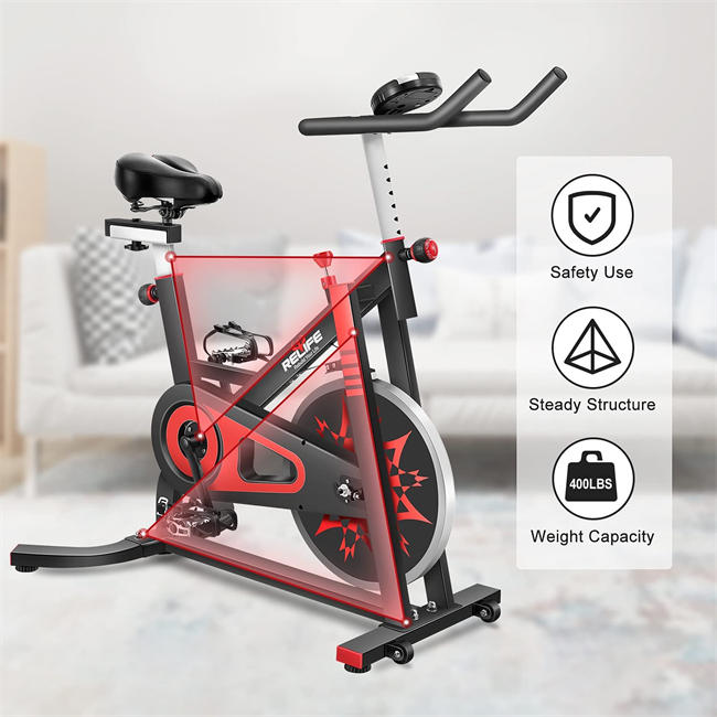 Exercise Bike Indoor Cycling Bike Stationary Bicycle with Resistance Workout Home Gym Cardio Fitness Machine Upright Bike