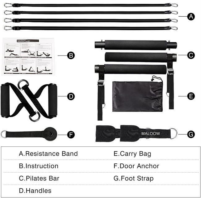 Adjustable Pilates Bar Kit with Resistance Bands,Portable Yoga Exercise Sticks&2 Sets Stackable Resistance Bands for Toning Muscle,Legs,Butt.Stretched Fusion Pilates Home Gym