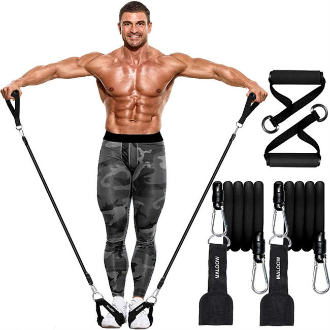 Adjustable Pilates Bar Kit with Resistance Bands,Portable Yoga Exercise Sticks&2 Sets Stackable Resistance Bands for Toning Muscle,Legs,Butt.Stretched Fusion Pilates Home Gym