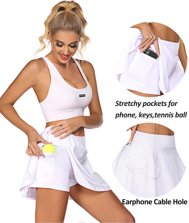 Women Tennis Skirt Golf Pleated Skirt Sports Active Skorts with Shorts Pockets