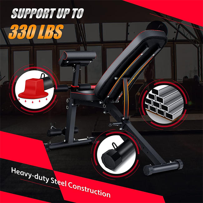 Adjustable Weight Bench Utility Workout Bench for Home Gym,Foldable Incline Decline Benches for Full Body Workout 330LBS