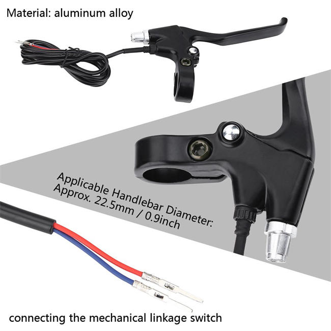 Bike Brakes Lever, Durable 2 Wires Left & Right E-Bike Bicycle Electric Brake Lever Replacement Parts (1 Pair)