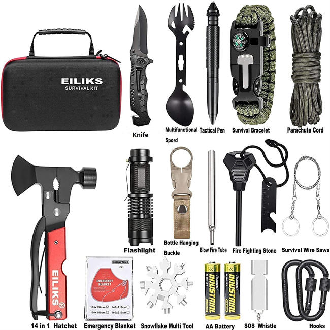 Survival Kits, Survival Gear and Equipment 20 in 1, Gifts for Men Dad Husband Women Him Valentines Day, Christmas Stocking Stuffers, Camping Hiking Hunting Birthday Ideas for Boy, Camping Accessories